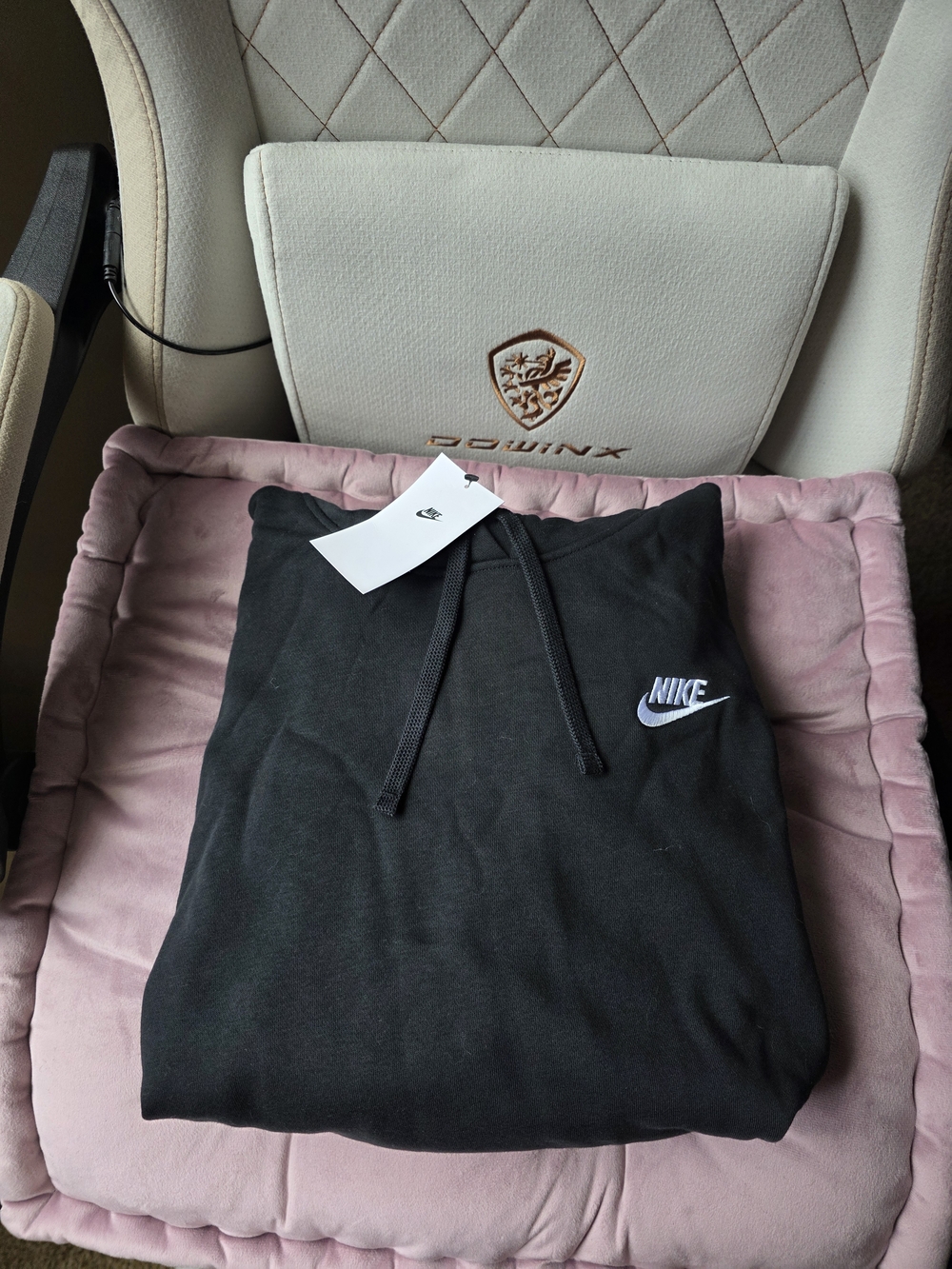 Nike Black Hoodie with White Swoosh Logo